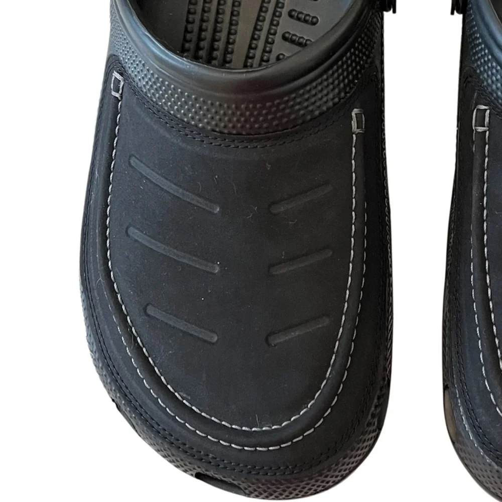 CROCS Mens 8 Yukon Vista Sling Back Slip On Clog Black Faux Leather Non Slip